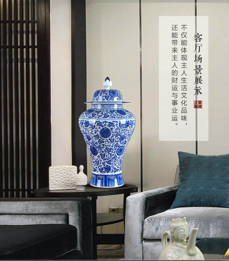 General household of Chinese style classical hand made blue and white porcelain vase antique porcelain pot of jingdezhen ceramics handicraft furnishing articles