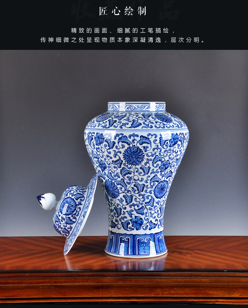 General household of Chinese style classical hand made blue and white porcelain vase antique porcelain pot of jingdezhen ceramics handicraft furnishing articles