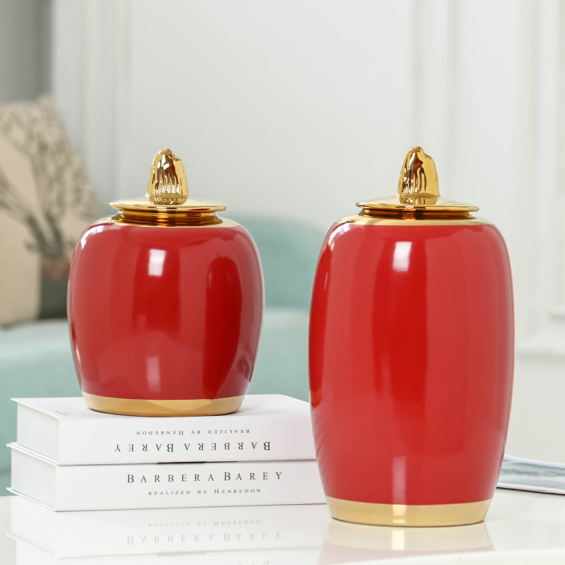 New red light key-2 luxury furnishing articles vase household act the role ofing is tasted the New Chinese style wine cabinet decorative porcelain pot version into living room