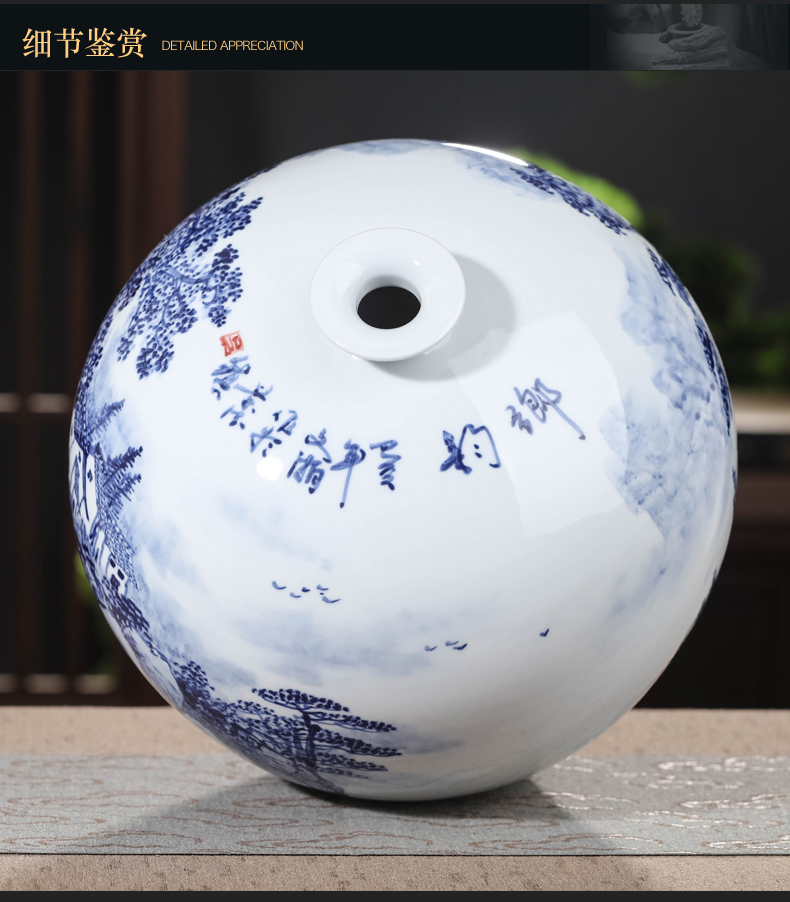 Jingdezhen hand - made furnishing articles living room flower arranging large Chinese blue and white porcelain vase porch ceramic home decoration