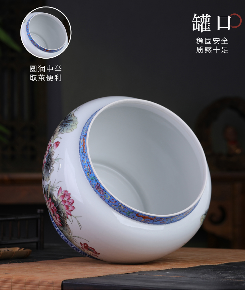 Jingdezhen antique pu 'er tea pot ceramics with cover large seal pot home moistureproof tea cake storage tanks