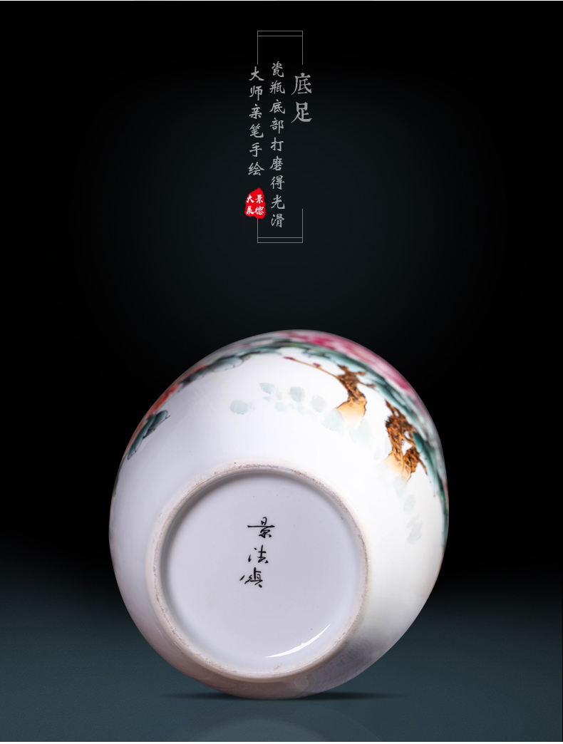 Master hand - made famille rose blooming flowers, vases, new Chinese style living room TV ark adornment of jingdezhen ceramics furnishing articles