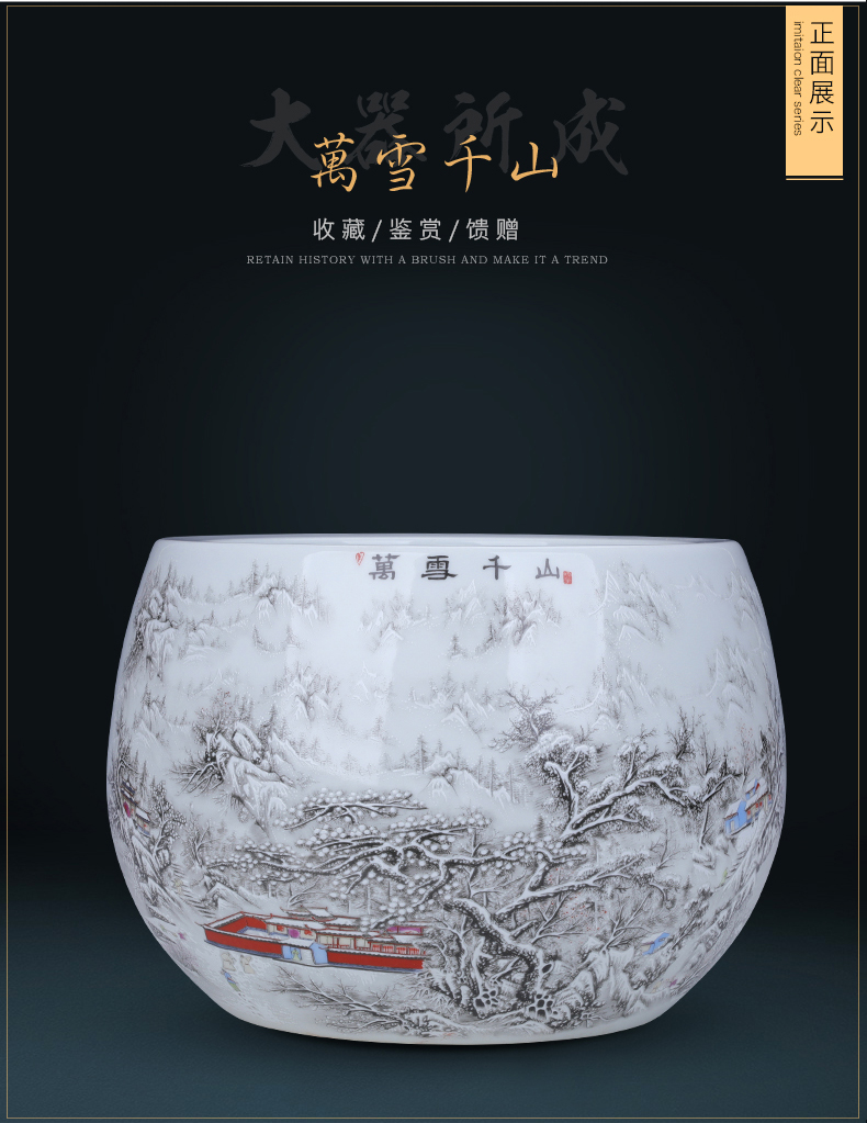 Basin of jingdezhen ceramic cornucopia furnishing articles money sitting room lucky fish tank water lily and the tortoise cylinder household ornaments