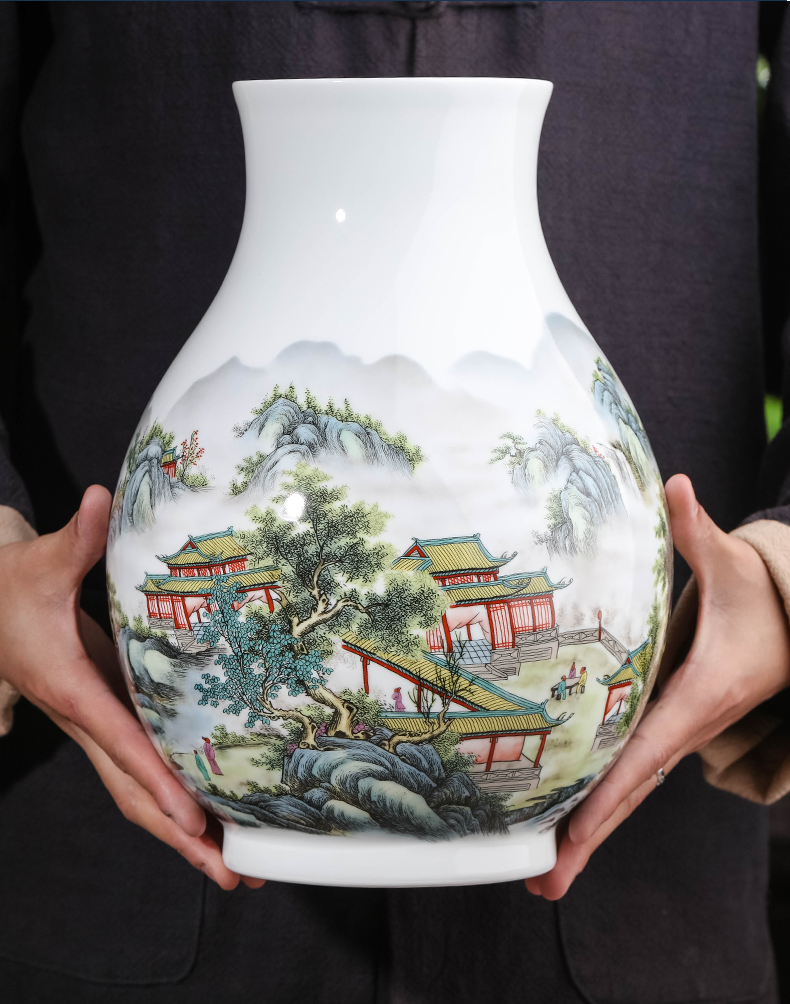 Jingdezhen landscape gulp keep lucky bamboo ceramic vase furnishing articles flower arranging rich ancient frame sitting room adornment egg - shell China