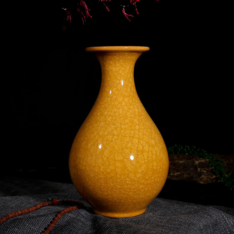 Jingdezhen Yellow Ceramic Vase Office Decoration Living Room Tv Cabinet Home Decoration Entrance Wine Cabinet Crafts Jingdezhen Yellow Ceramic Vase Office Decoration Living Room Tv Cabinet Home Decoration Entrance Wine Cabinet Crafts