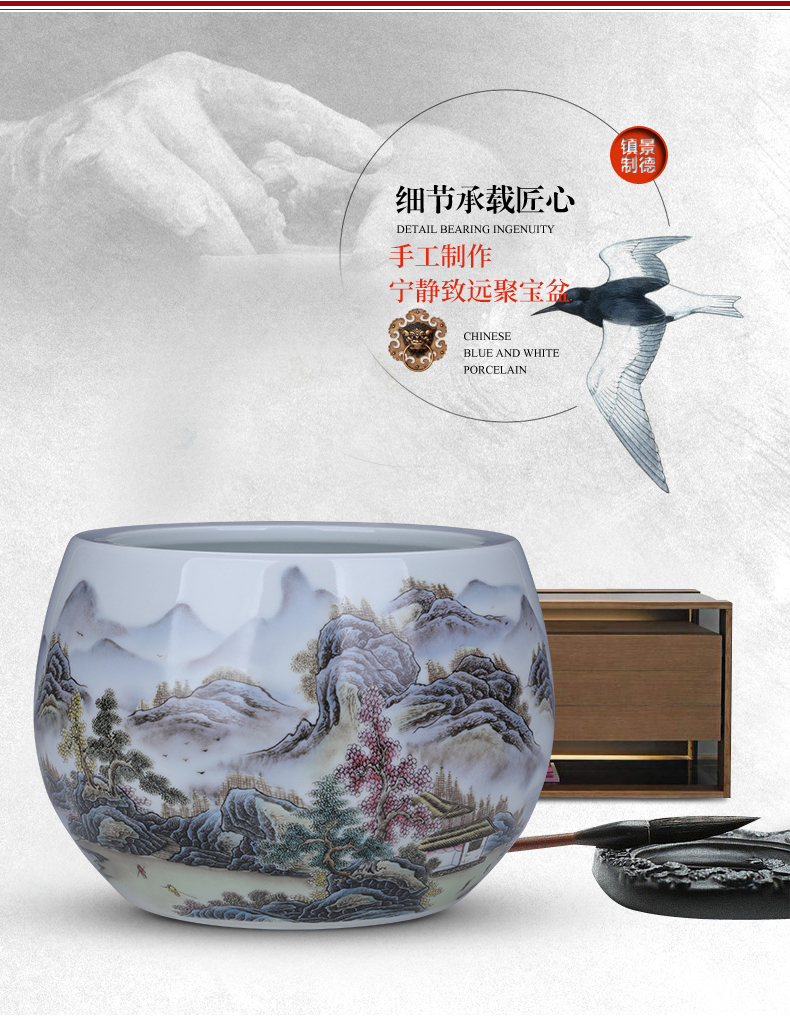 Basin of jingdezhen ceramic cornucopia furnishing articles money sitting room lucky fish tank water lily and the tortoise cylinder household ornaments