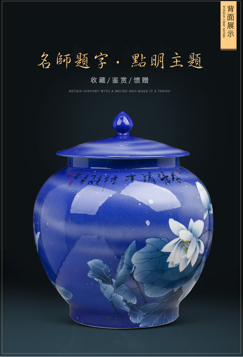 Jingdezhen ceramic tea pot home bigger sizes with cover storage cylinder pu - erh tea POTS sealed jar with cover large capacity
