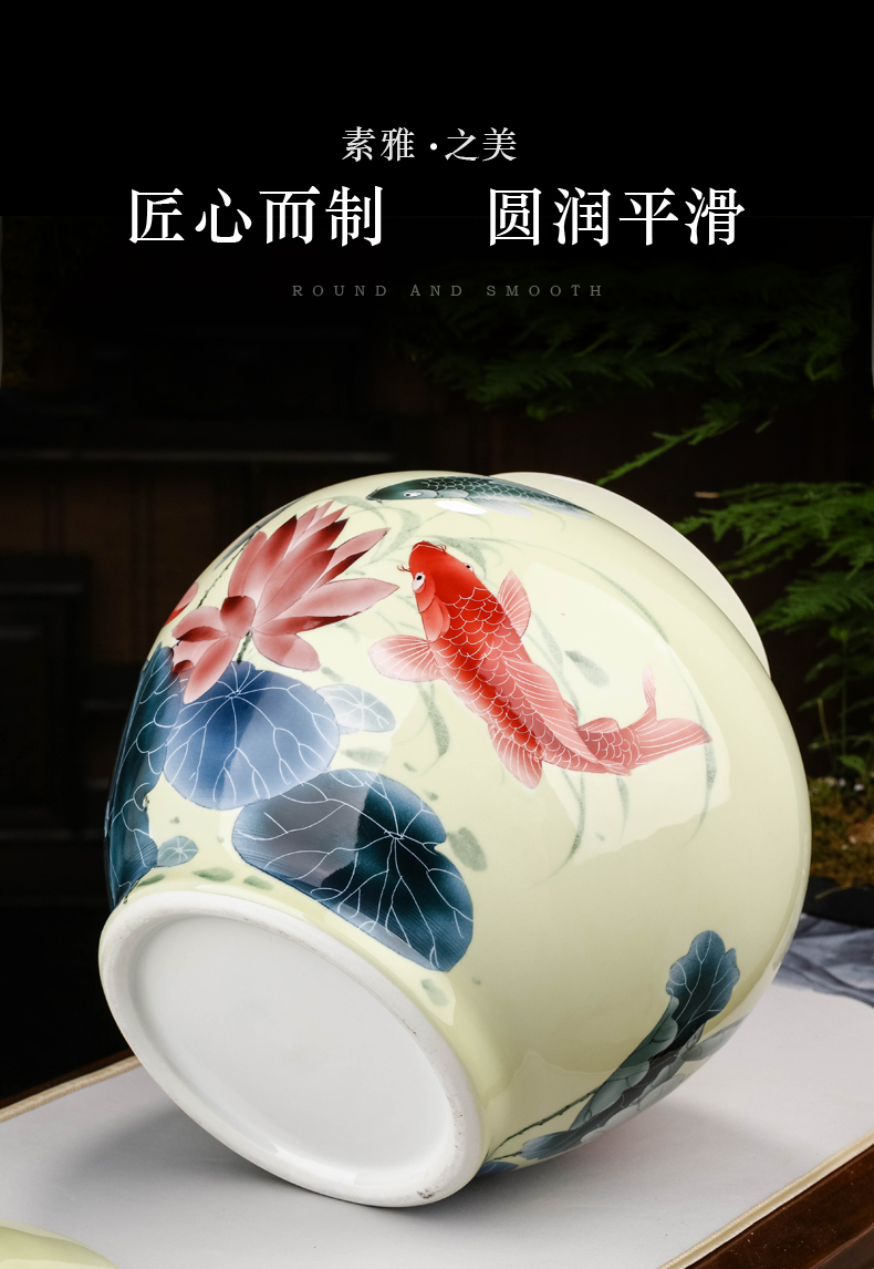 Jingdezhen ceramics hand - made of lotus pond was fragrant tea as cans ceramic large bulk with cover white tea POTS