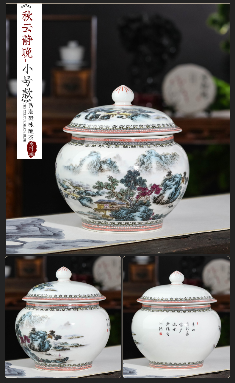 Jingdezhen tea pot enamel porcelain large sealed jar with cover puer tea cake home loose tea storage tanks