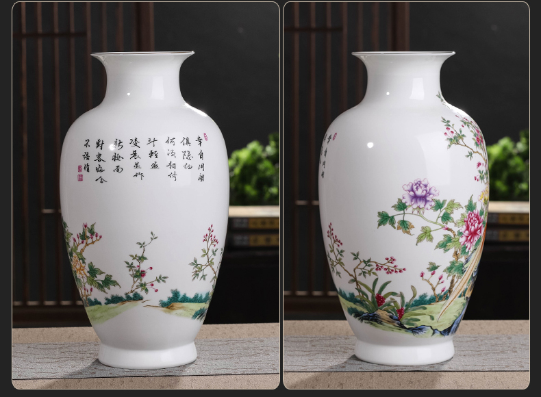 Jingdezhen ceramic powder enamel vase furnishing articles sitting room flower arranging porcelain of a pair of TV ark, the dried flower decoration