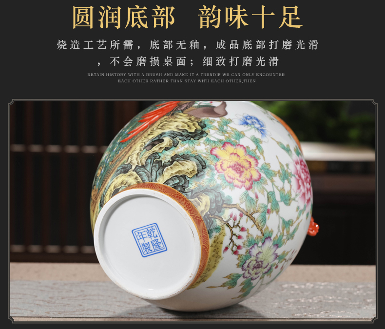 Archaize peacock ceramic vase furnishing articles living room flower arranging Chinese TV ark, rich ancient frame decorative porcelain decoration