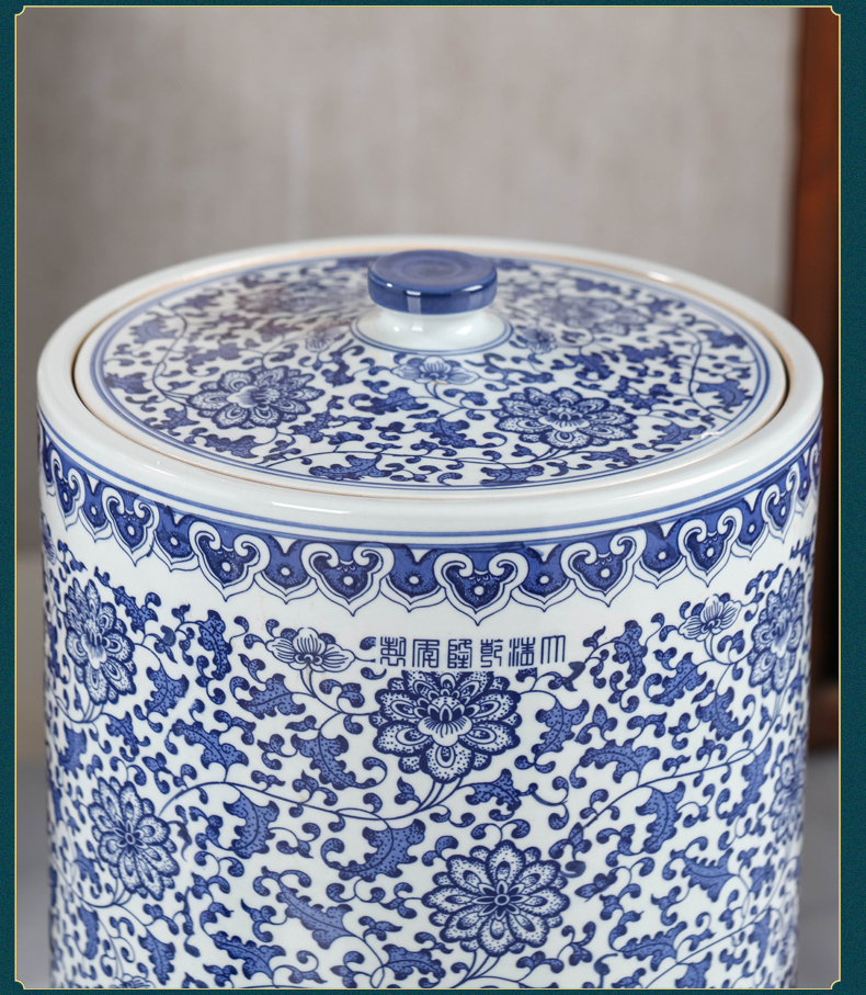 Archaize oversized pu - erh tea canister to jingdezhen ceramic pot tea cake receive straight seal storage tanks