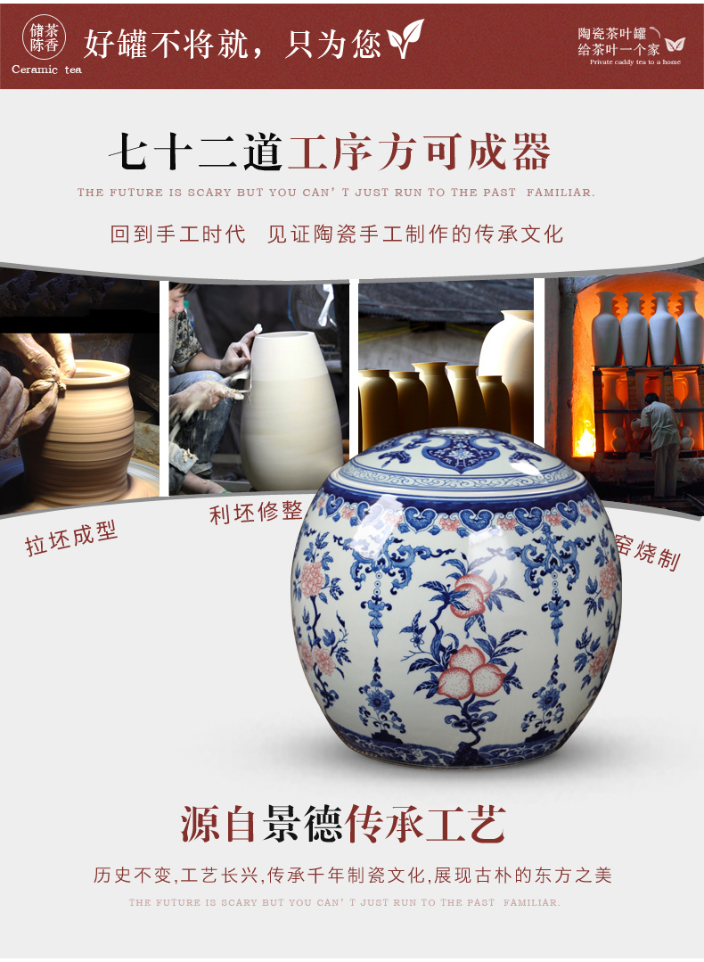 Restoring ancient ways of jingdezhen blue and white porcelain jar antique pottery vessels furnishing articles storage tank with cover home sitting room adornment