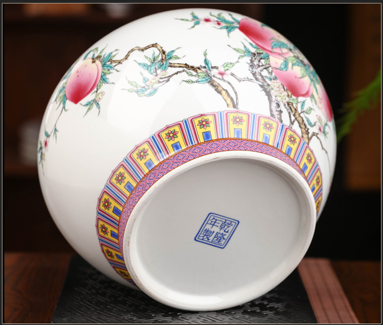 Jingdezhen ceramic colored enamel caddy fixings with cover seal pot large domestic large capacity puer tea cake storage tanks