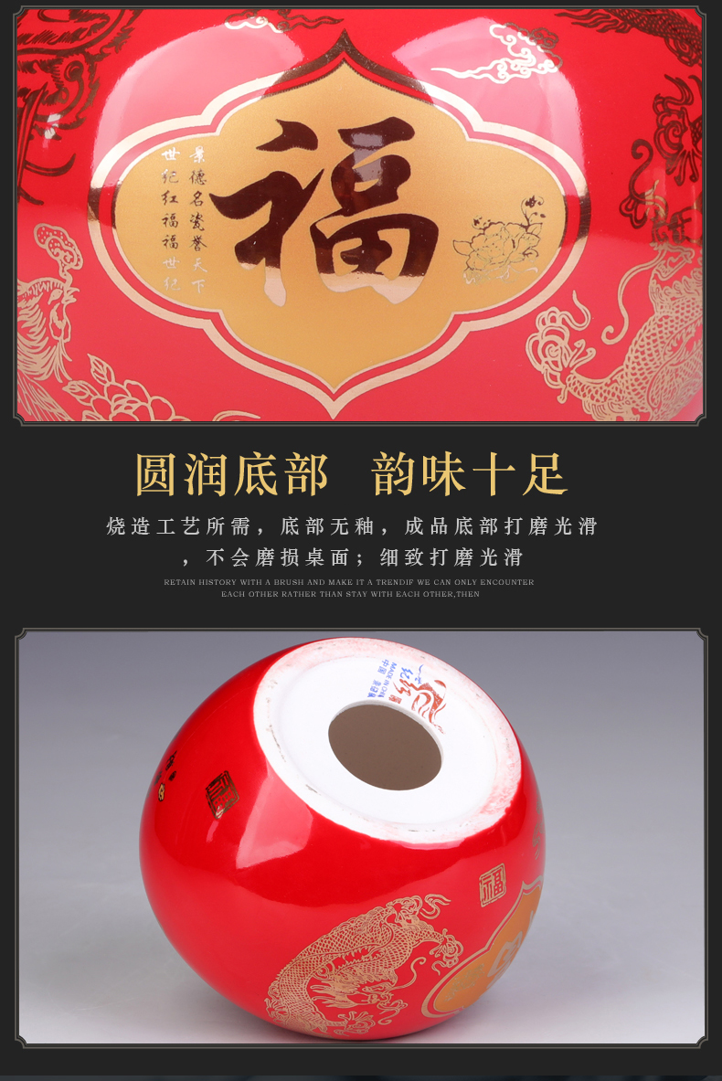 Jingdezhen ceramic Chinese red small place marriage red apple porch decoration decoration ideas sitting room crafts