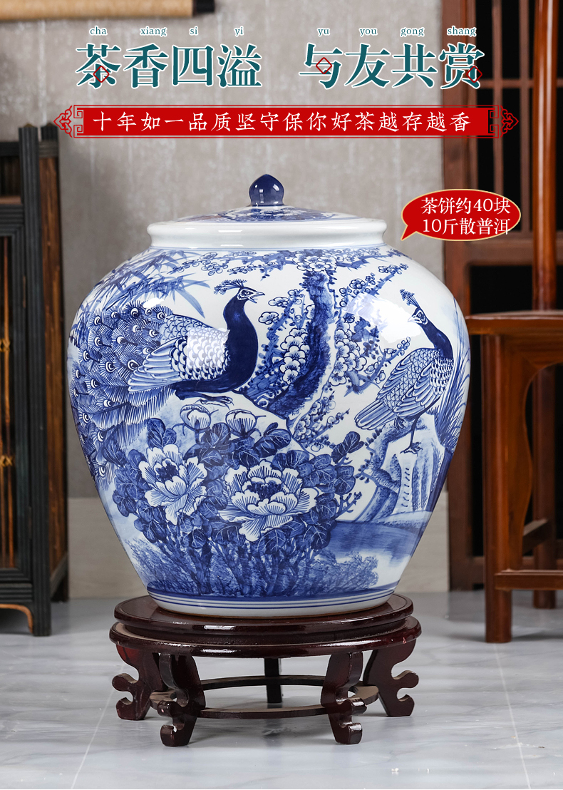 Jingdezhen blue and white porcelain tea pot size 40 heavy bread ceramic pot 10 jins puer tea pot of large capacity giant