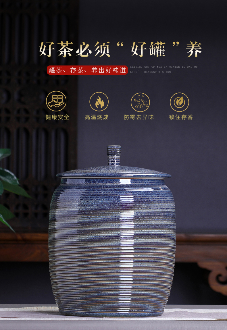 Restoring ancient ways of jingdezhen ceramic tea pot large sealed jar with cover pu 'er cake store receives the seventh, peulthai the household tea urn