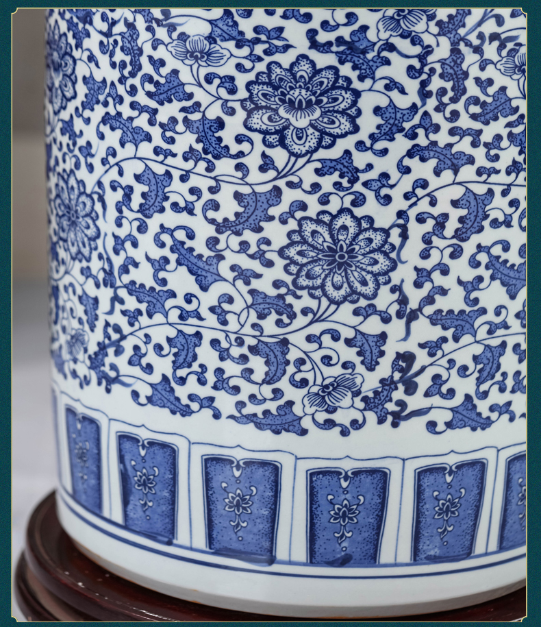 Archaize oversized pu - erh tea canister to jingdezhen ceramic pot tea cake receive straight seal storage tanks