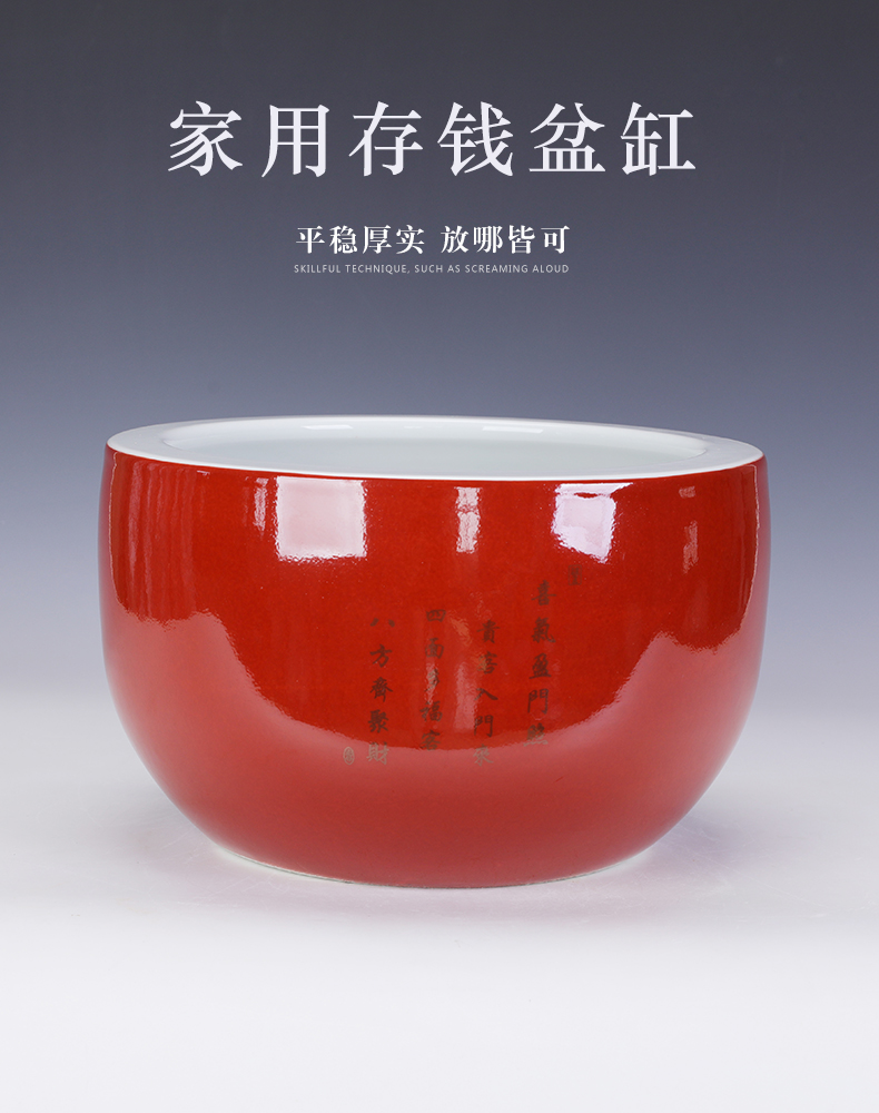 Jingdezhen ceramic marriage red cornucopia save cylinder porcelain furnishing articles lucky handicrafts and household large living room