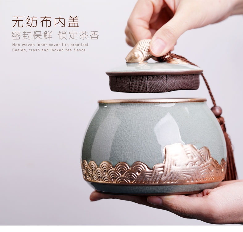 With caddy fixings ceramic decorative furnishing articles pu - erh tea store receives storage tanks With small black tea pu 'er tea POTS