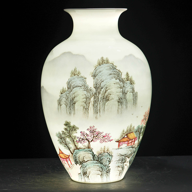 Jingdezhen ceramics vase furnishing articles scenery famous hand - made ceramic bottle bottles of new Chinese style living room decoration furnishing articles