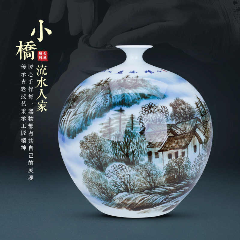 Hand draw archaize small expressions using pomegranate blue and white porcelain vase of ceramic art restores ancient ways do old wine sitting room adornment is placed