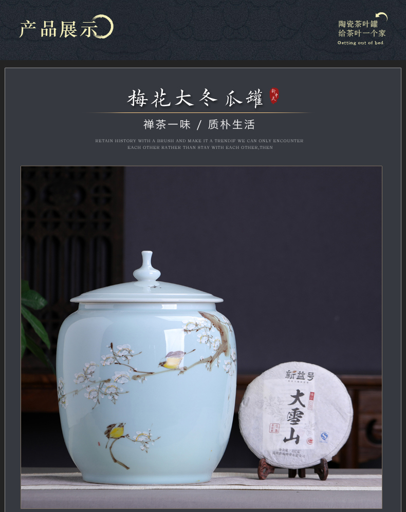 Hand - made ceramic name plum furnishing articles home decoration storage tank with cover Chinese tea pot large capacity home office