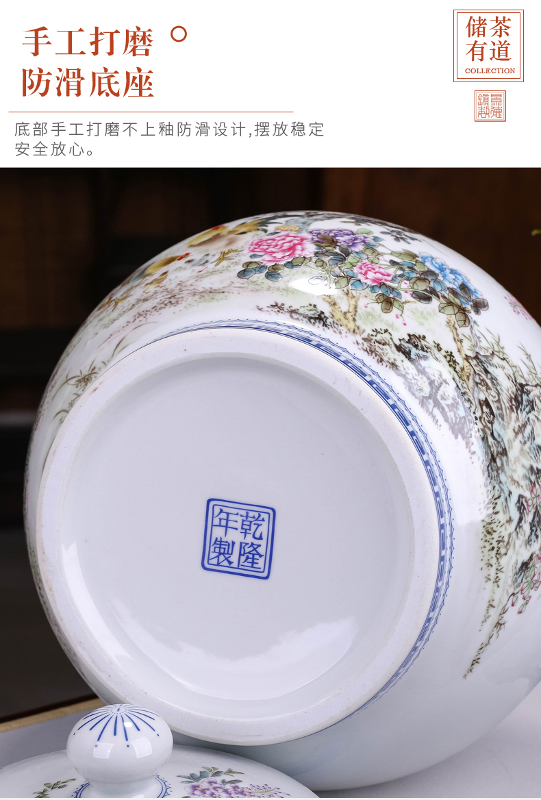 Restoring ancient ways of jingdezhen ceramics colored enamel porcelain pot caddy fixings furnishing articles with the cover of the big storage tank household utensils