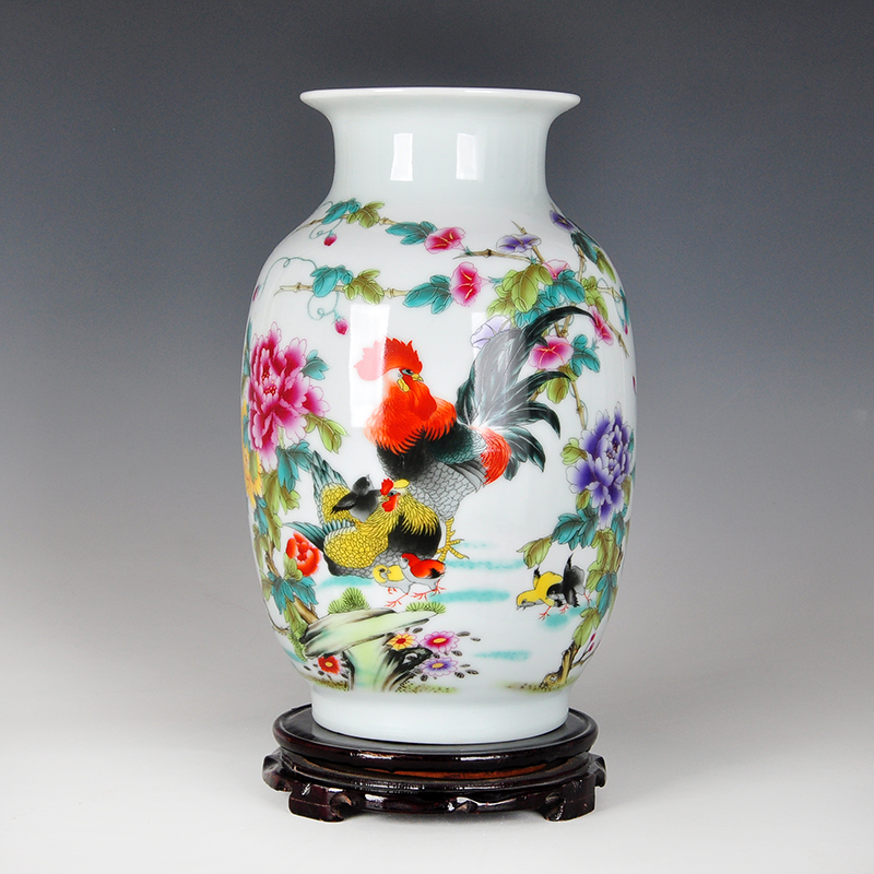 Jingdezhen creative new Chinese style ceramic vase big red rooster sitting room TV ark, home furnishing articles