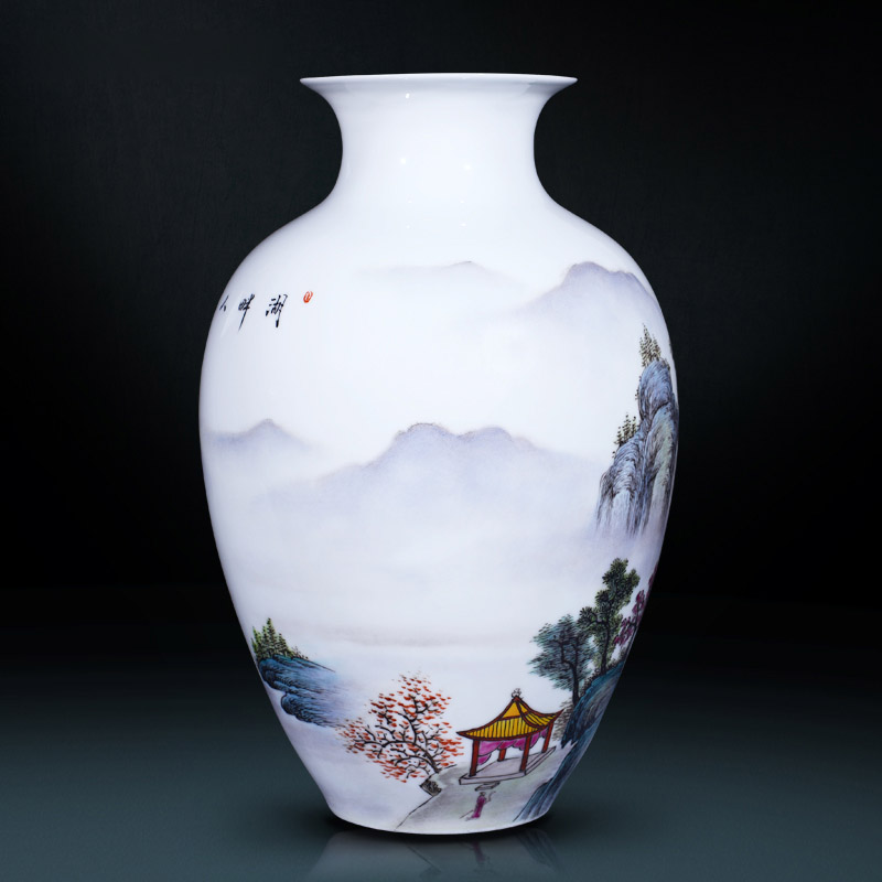 Jingdezhen ceramics vase furnishing articles scenery famous hand - made ceramic bottle bottles of new Chinese style living room decoration furnishing articles