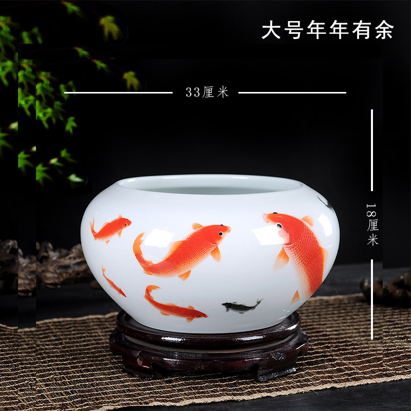 Jingdezhen ceramics handicraft furnishing articles little gold fish tank water lily basin bowl lotus cylinder aquarium writing brush washer tortoise fish bowl