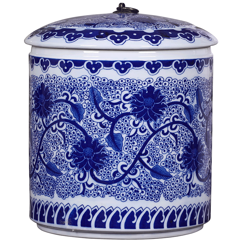 Caddy fixings large blue and white porcelain is jingdezhen ceramic storage POTS sealed as cans household storage tank receives tea restoring ancient ways