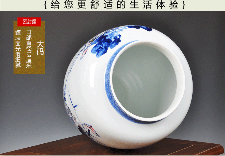 Jingdezhen ceramic tea pot size 6 jins hand - made puer tea cylinder seal moisture of blue and white porcelain tea POTS