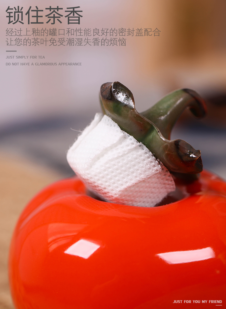 Small persimmon tea as cans ceramic household seal POTS mini portable memory storage POTS creative furnishing articles receive tank