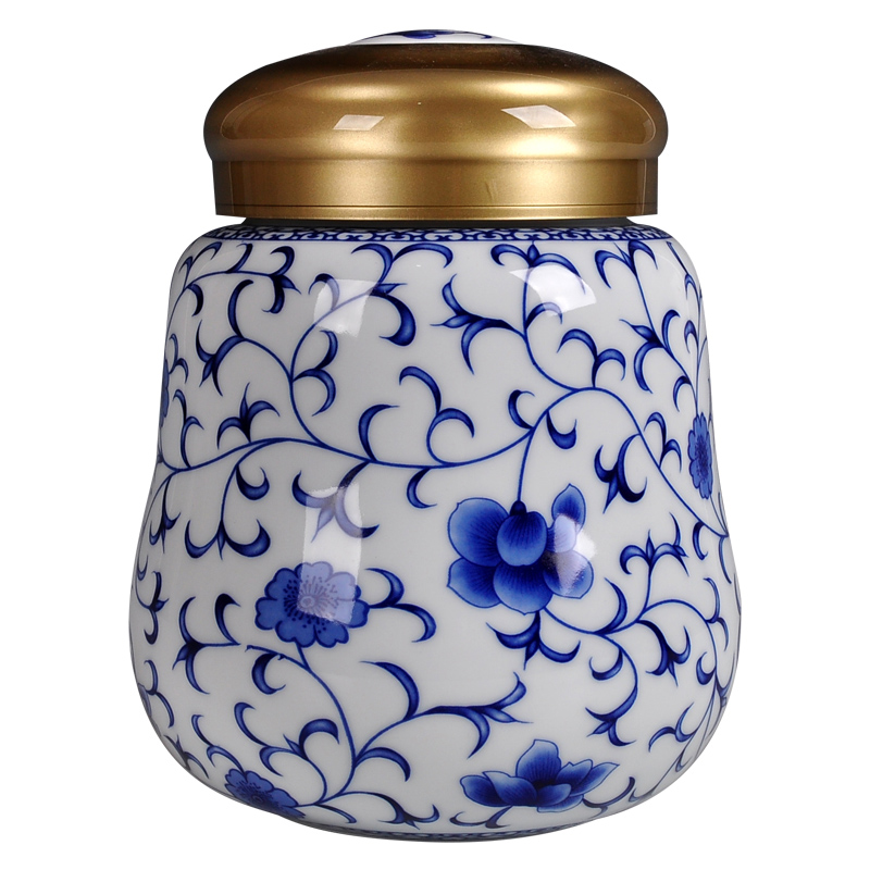 Blue and white porcelain tea pot 1 catty sealed ceramic storage tanks jingdezhen tea size loose tea caddy fixings