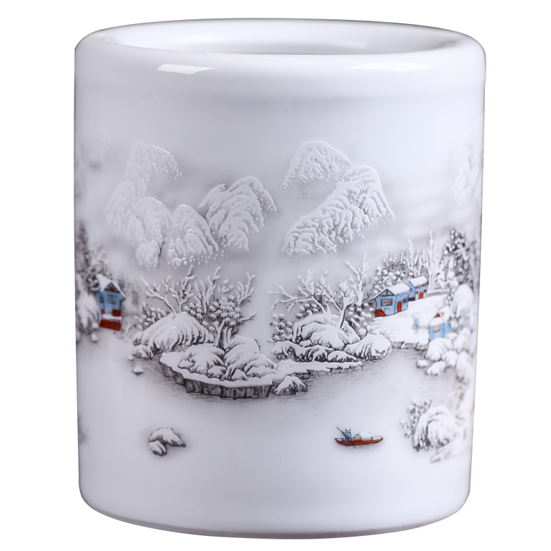 Ceramic brush pot furnishing articles large hair brush pot creative fashion stationery pen container desktop study furnishing articles