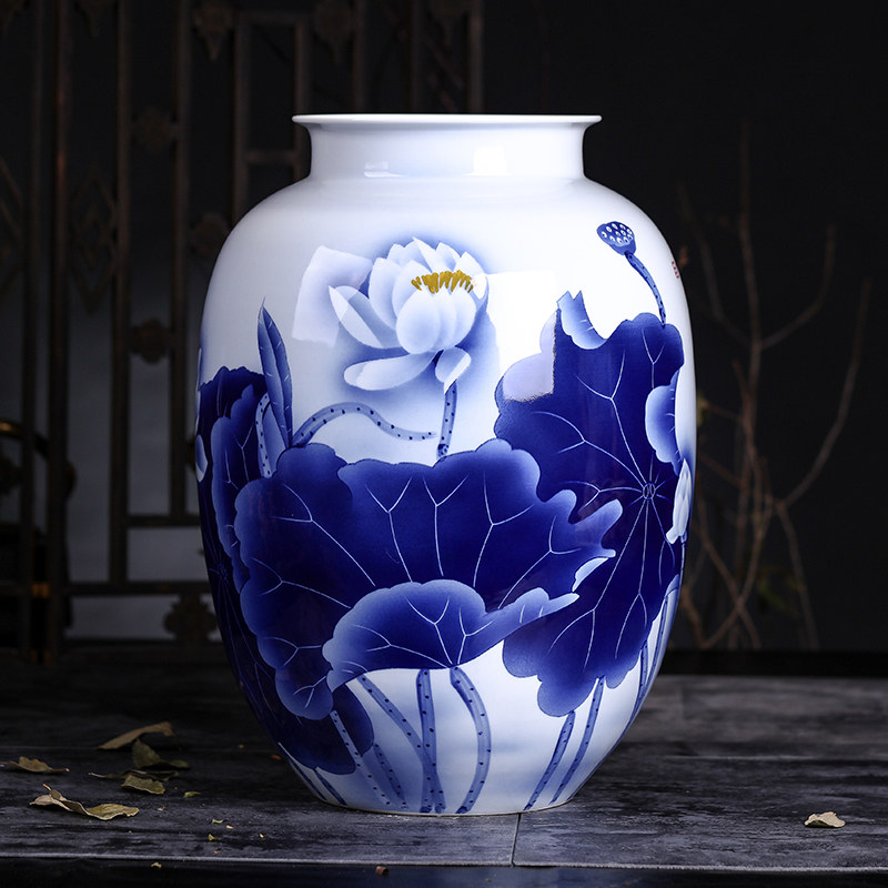 Jingdezhen ceramics furnishing articles big vase household flower arrangement sitting room adornment bottles of hand blue and white porcelain vase furnishing articles