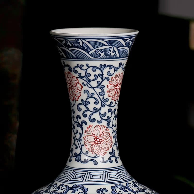 Jingdezhen blue and white ceramics youligong vase hand - made imitation the qing qianlong bottles of sitting room furniture handicraft furnishing articles