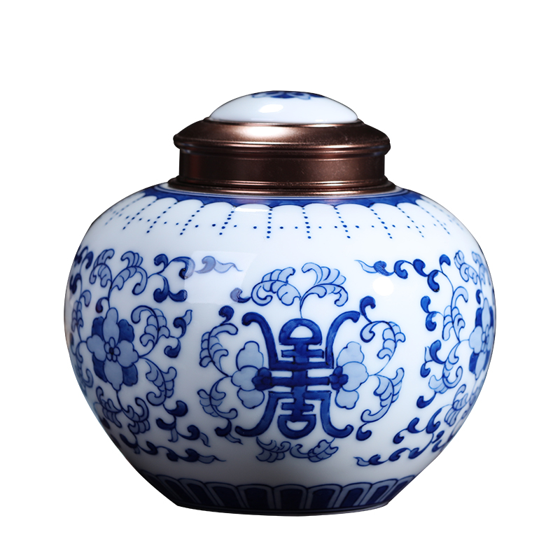 Jingdezhen hand made blue and white porcelain tea pot pu 'er wake receives manual cylinder seal tea to wake receives POTS