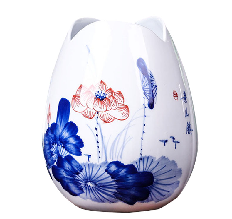 Jingdezhen ceramics hand - made floret bottle water raise lucky bamboo flower arrangement of blue and white porcelain decorative furnishing articles creative arts and crafts