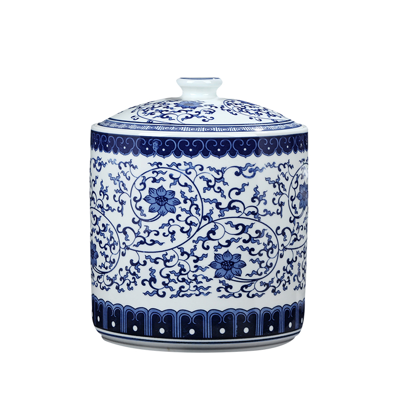 Jingdezhen ceramic green tea caddy fixings large store receives the pu 'er tea storage jar airtight storage warehouse awake tea sets