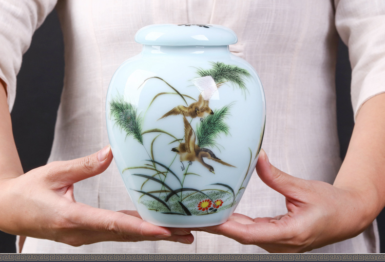 Jingdezhen portable tea pot ceramic seal save sect pot pu - erh tea medium size candy store content box