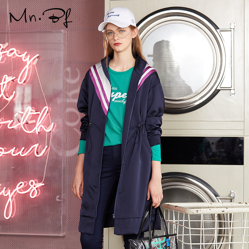 ManoBifi 2019 mùa xuân Màu trung-Length Coat eo mỏng Windcoat Coat Woman