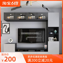 Living room TV cabinet modern minimalist small family type hanging wall Nordic light and luxurious wall-mounted combined wall cabinet custom-made