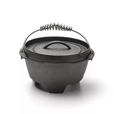 American BAREBONES OUTDOOR CAMPING ONE-PIECE THICKENED CAST IRON DURABLE ANTI-SCALDING MULTI-FUNCTION NON-STICK PAN