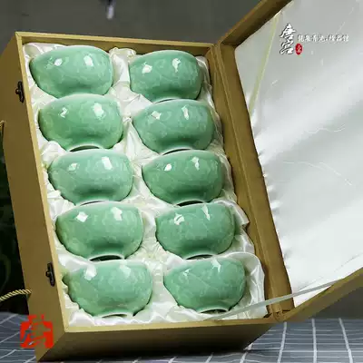 Longquan celadon household ceramic bowl tableware rice bowl 6-10 head gift box gift set housewarming wedding gift return
