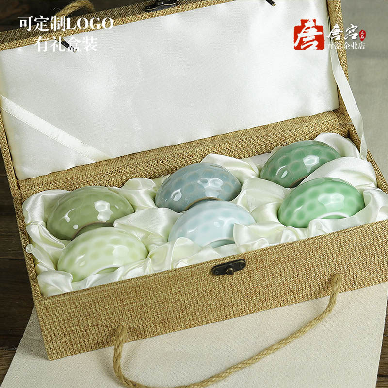 Dragon Springs Green porcelain Gaoyao Mei Ziqing Master's single cup Ice Cracked Pint Cup Kongfu Tea tea with ceramic Pu'er Tea Cup