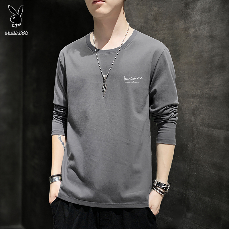 Playboy Long-Sleeved T-Shirt Men's Pure Cotton Autumn Shirt 2026 New Style Loose Large Size Sports Casual Thin Base Shirt