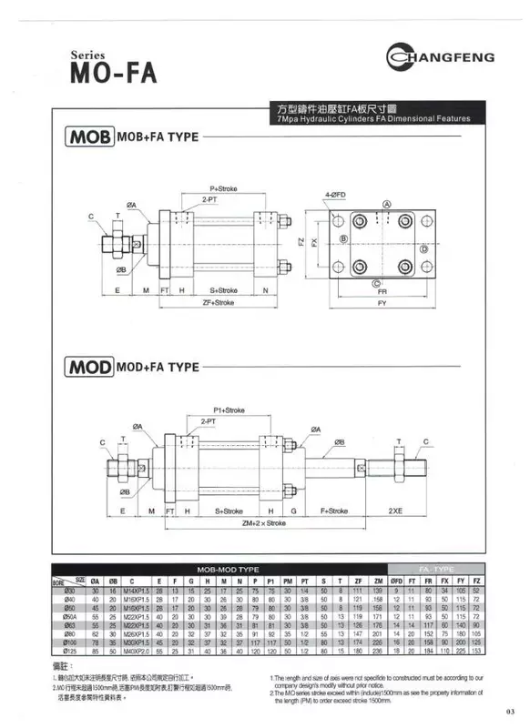 MOB trục đầu ra kép có thể điều chỉnh thì xi lanh thủy lực xi lanh thủy lực nâng hai chiều nhỏ MODA63/80/100/125 xi lanh thủy lực 2 tấn xy lanh thủy lực 1 chiều