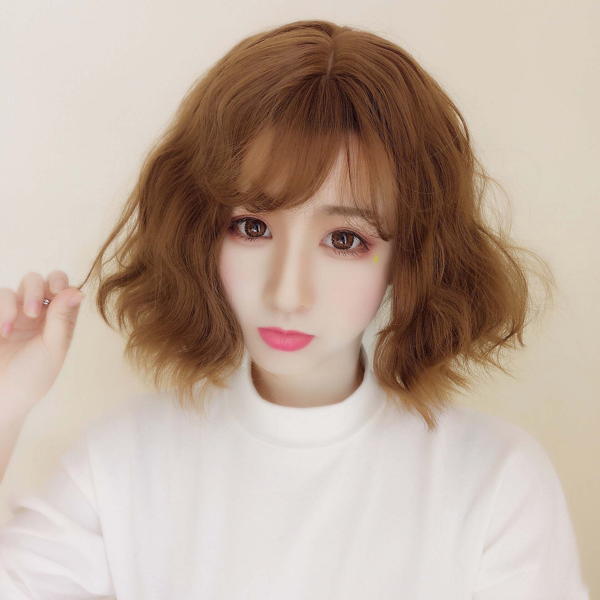 Usd 21 54 Wig Female Short Hair Short Curly Hair Corn Perm Face Fluffy Natural Realistic Air Liu Hai Lipo Flower Head Round Face Hairstyle Wholesale From China Online Shopping Buy